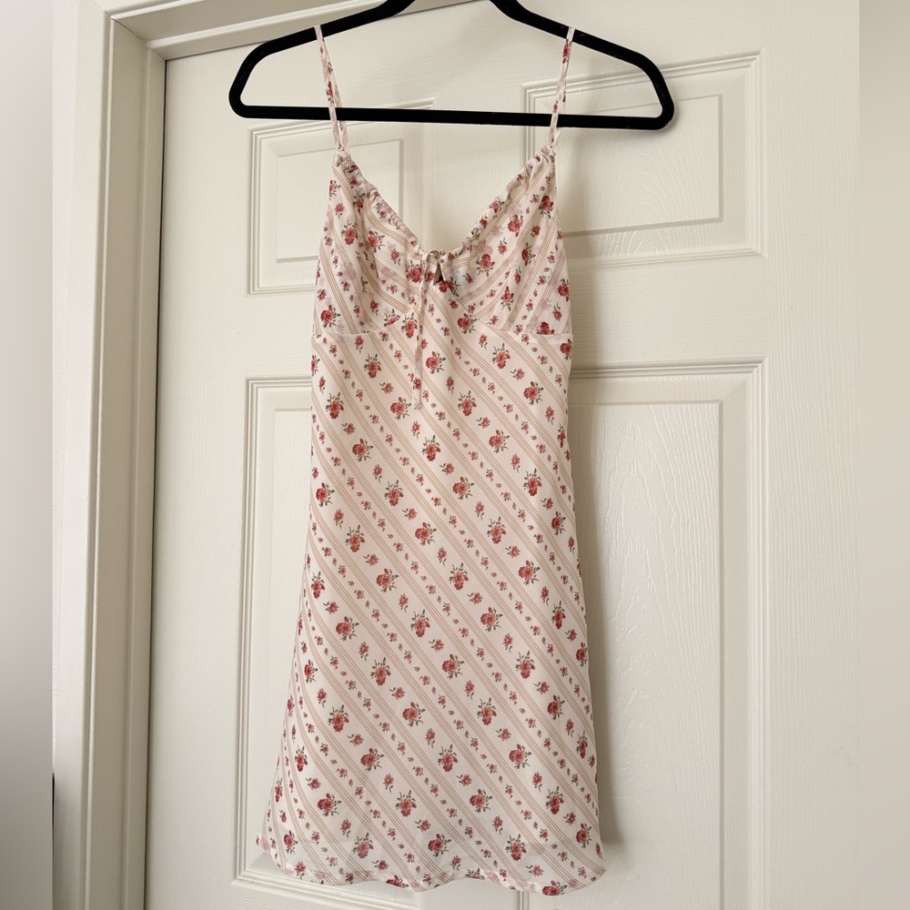 Forever 21 Cream Slip Dress with Pink Floral Print